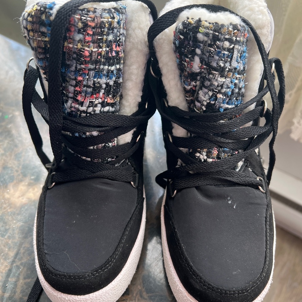 Black and Multicolor High-Top Sneakers New